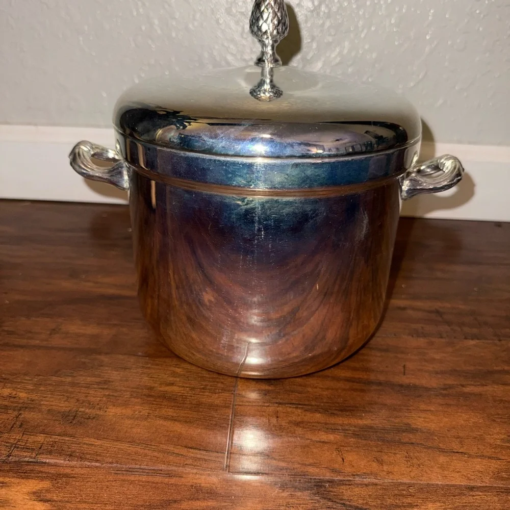 Silver Plated Insulated Ice Bucket with Lid, Handle & Tongs, Barware Set